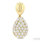 1/3 Ctw Pear Shape Mount Pave Set Single Cut Diamond Fashion Earrings in 10K Yellow Gold